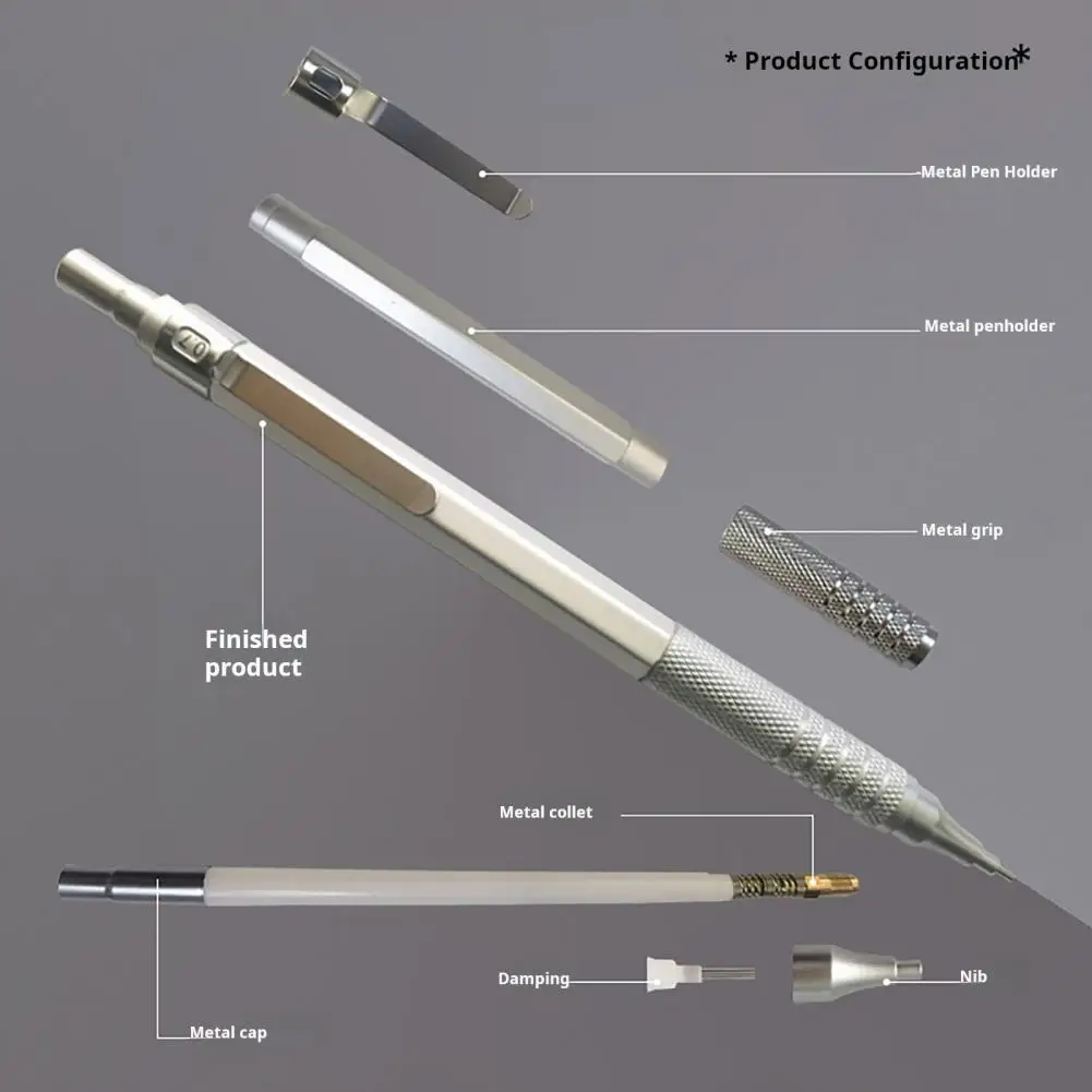 Handheld Mechanical Pen Metal Mechanical Pencil Mechanical Pencil Set with Metal Body Hb 0.3-2.0mm Drafting Drawing Writing