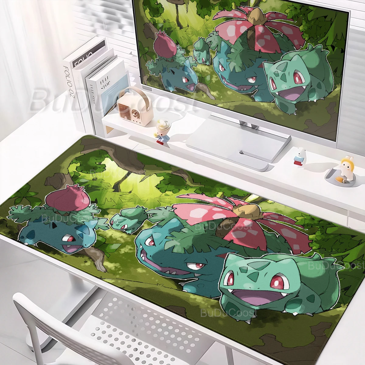 Mouse Pad Gamer Large Deskmat Gaming Keyboard Anime Playpad Desk Accessories Pokemon Bulbasaur Mousepad XXL PC Cabinet Carpet