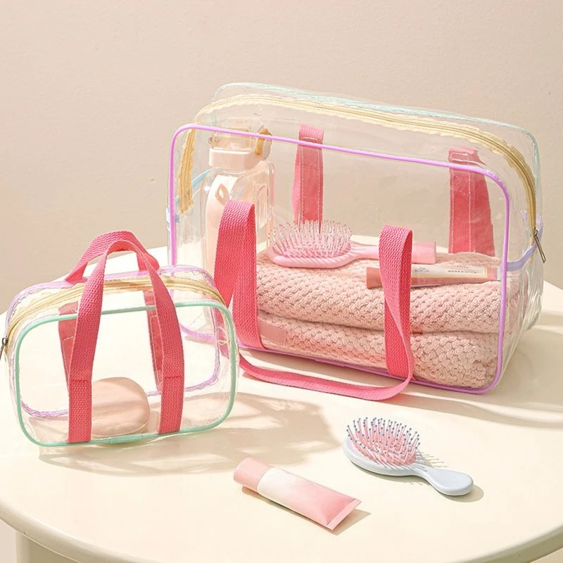 Dry Wet Separate Transparent Bag, Macaron Color Big Capacity PVC Tote, Waterproof Organizer for Pool, Travel, Baby Items