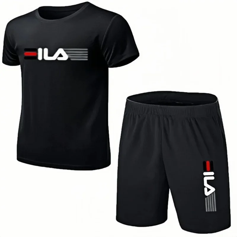 

Summer Men's Fashion Simple Fitness Two-piece Oversized Fashion Short Sleeve and Shorts Sets Size Casual Sportswear Men's Suit