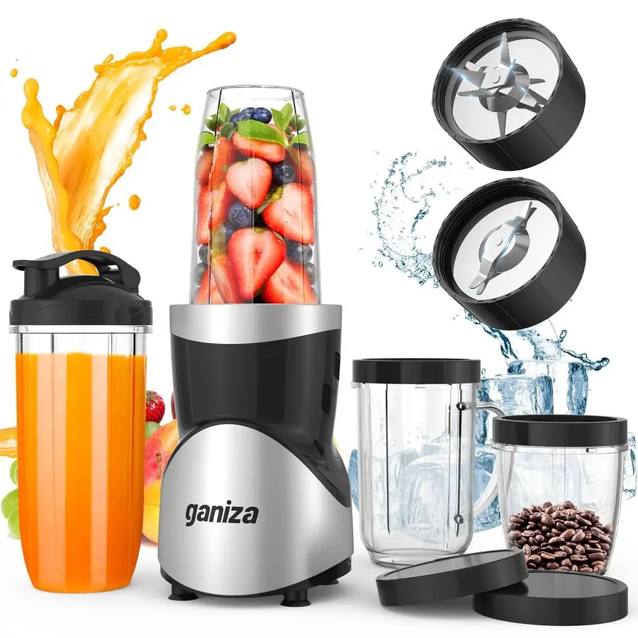 Smoothie Blender, 900W Blenders for Shakes and Smoothies, 15Piece Personal Blender and Grinder Combo for Kitchen, Smoothies Make