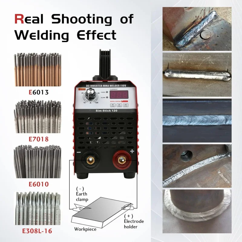 Stick Welder 110V, Actual 120Amp Smart Hot Start Arc Force Anti-Stick Mini Portable Welding Machine, Digital IGBT Inverter