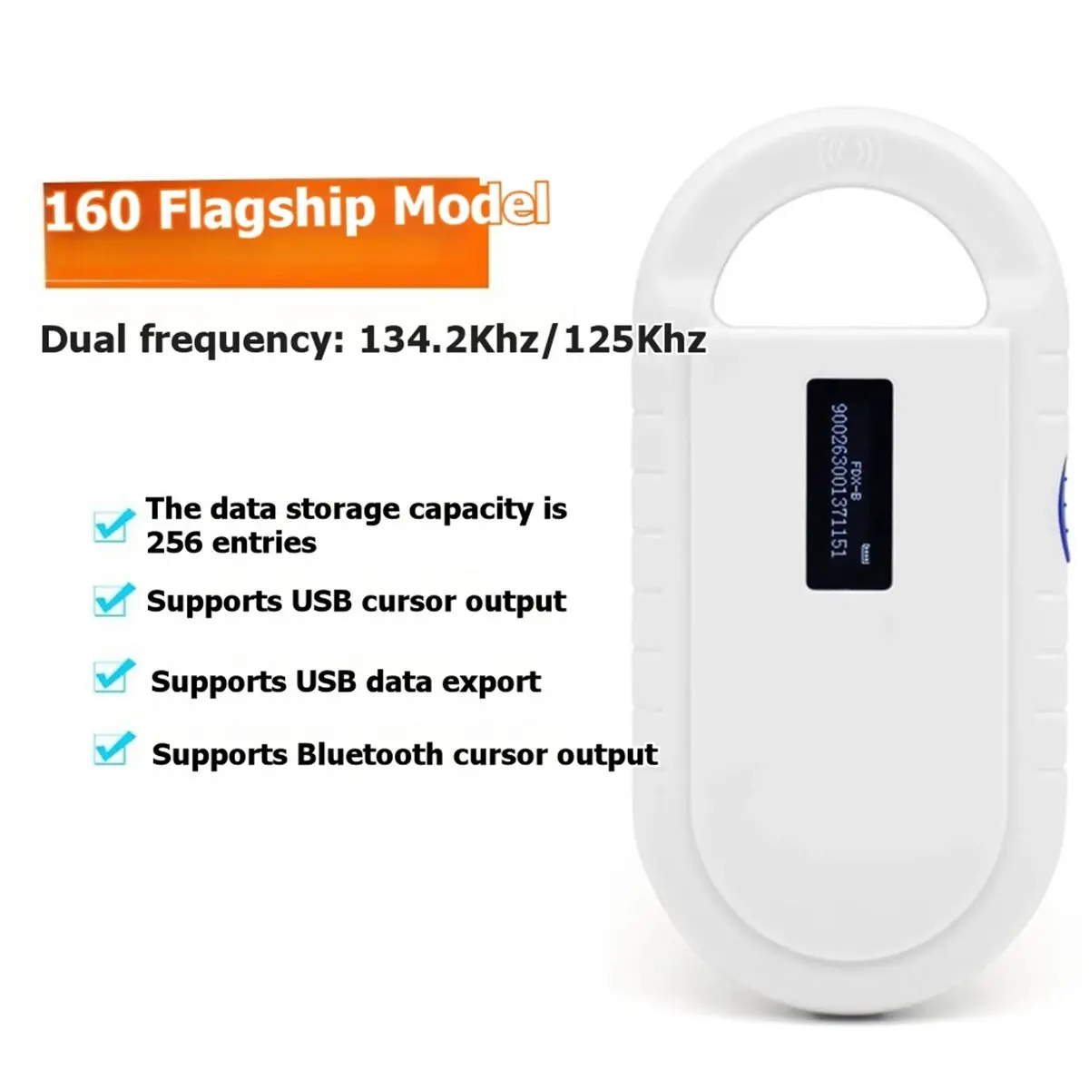 A32I Bluetooth Pet Scanner OLED Display USB RFID Reader ISO11784/11785 Animal ID Transponder Scanner for Cats Dogs