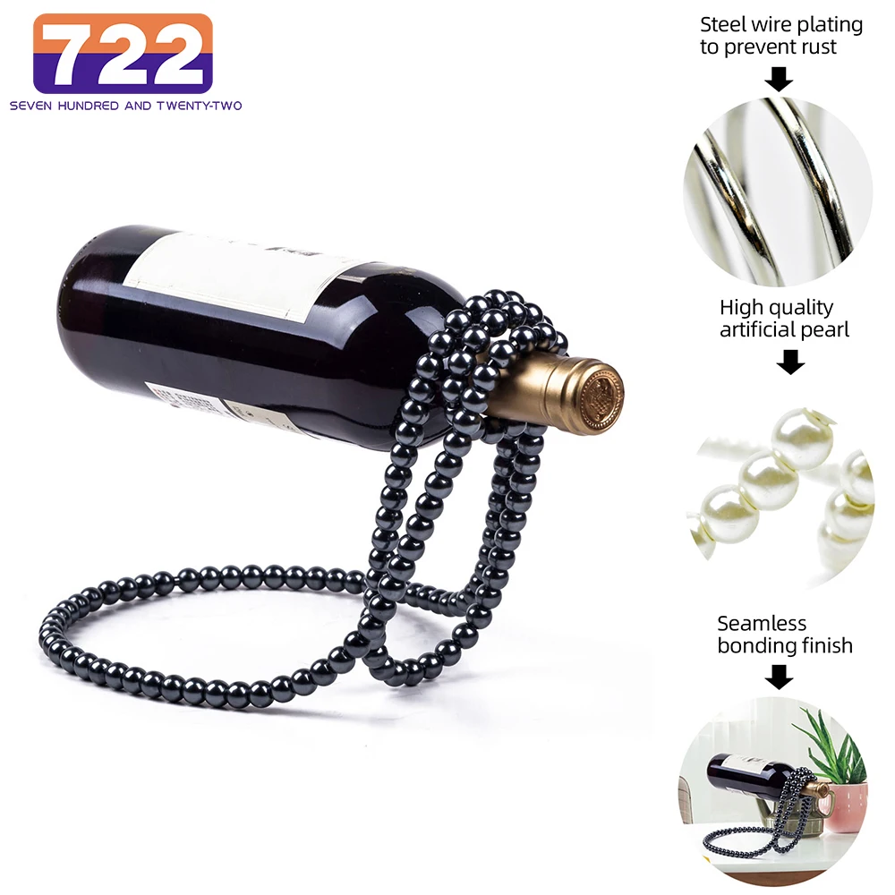 

New Creative Floating Iron Necklace Shaped Wine Holder Metal Wine Beer Stand Novel Wine Rack for Home Table Decor Accessories