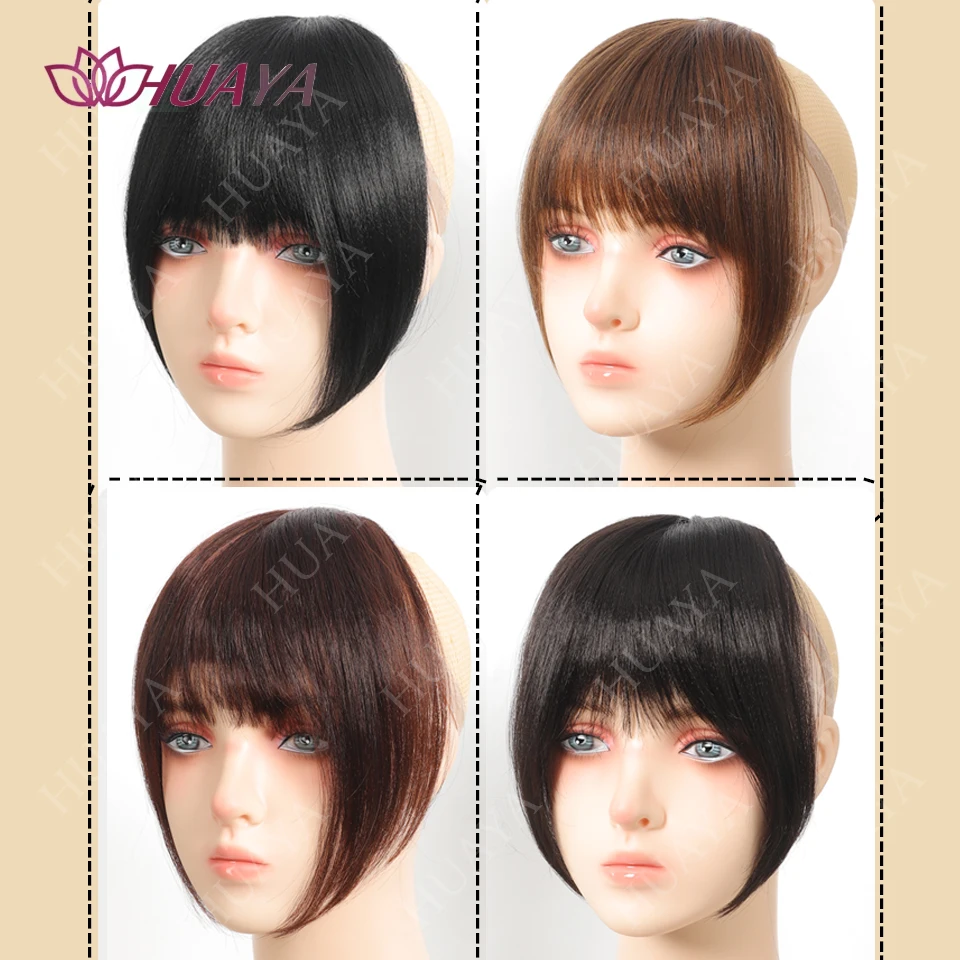 Frangia Fermaglio per capelli in parrucche sintetiche naturali spesse Frangia completa Frangia dritta con aste per accessori per capelli da donna