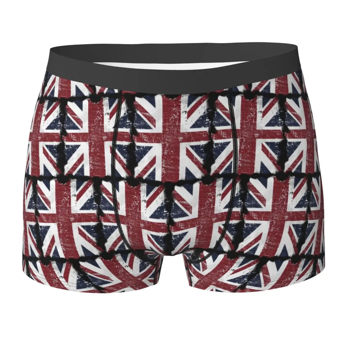 Boxer Underpants Shorts Distressed British Flag Black Grey Union Jack Face UK Panties Men Underwear for Homme Man Boyfriend Gift