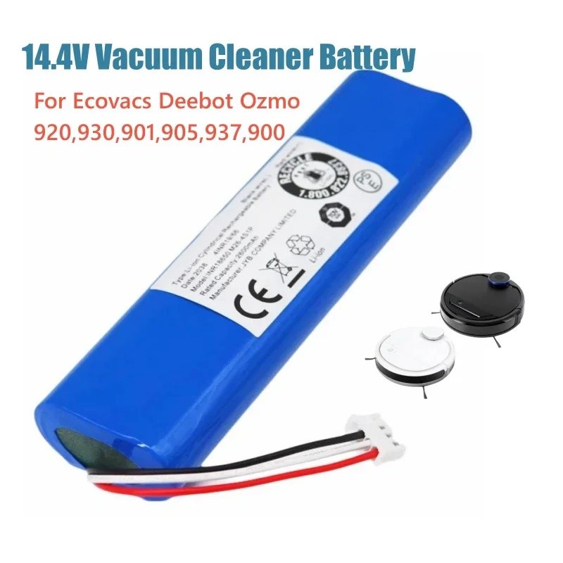 14.4V 2600mAh wymienna bateria do odkurzacza robota Ecovacs Deebot Ozmo 920,930,901,905,937,900 akumulator litowo-jonowy