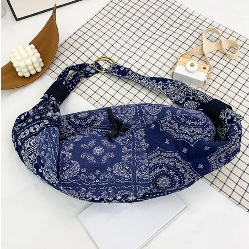 Vintage Print Patchwork Personality Crossbody Bags Japanese Trendy Women Harajuku Shoulder  Korean Casual Fashion Chest