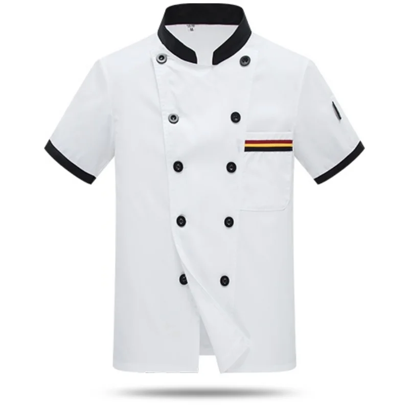 Chef Jacket Unisex Short Sleeve Men Women Cook Shirt Coat Barista Baker Uniform Restaurant Kitchen Clothes Waiter Wear