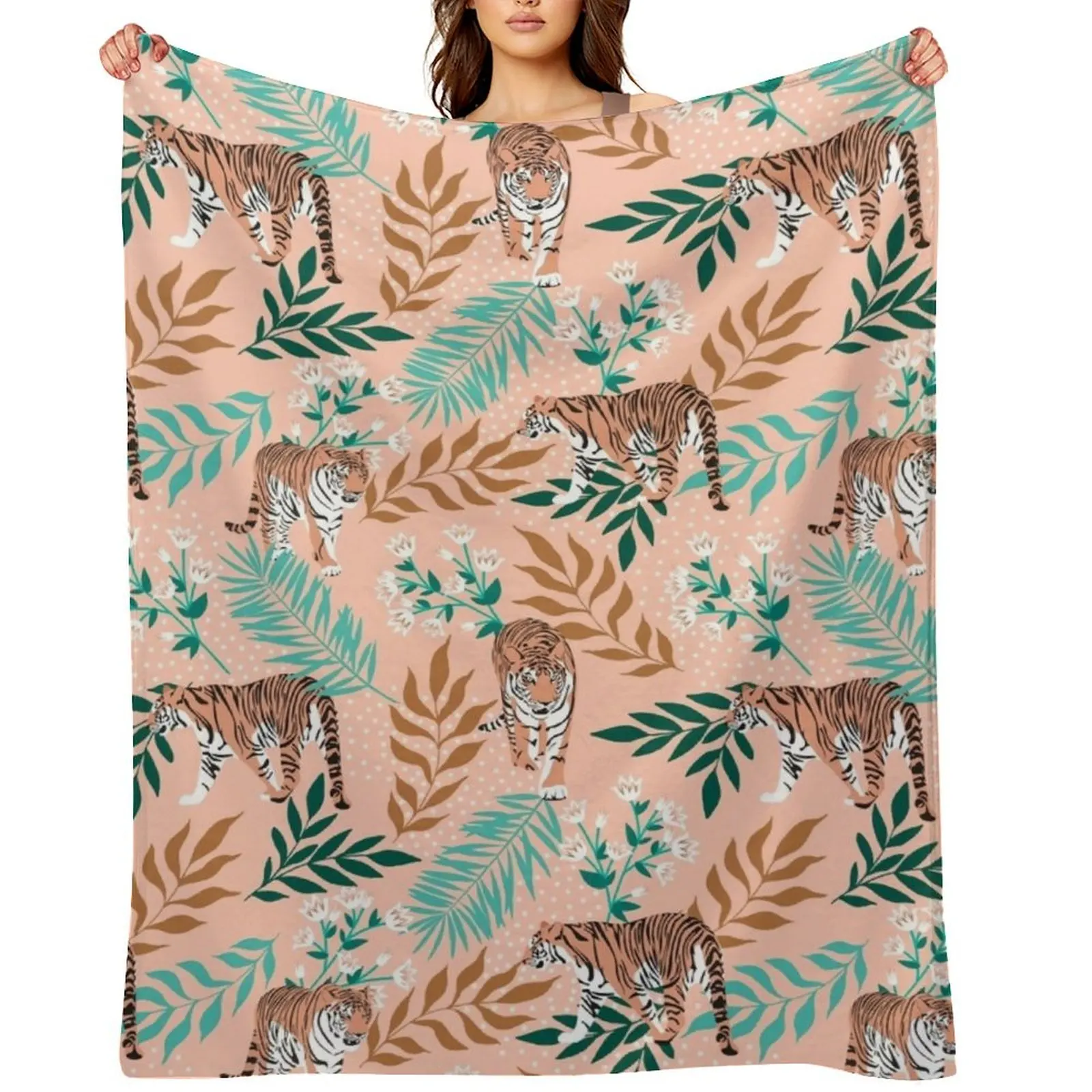 

Tigers. Delicate pattern Throw Blanket Soft Plush Plaid Decorative Sofa Extra Large Throw Blankets For Baby Blankets