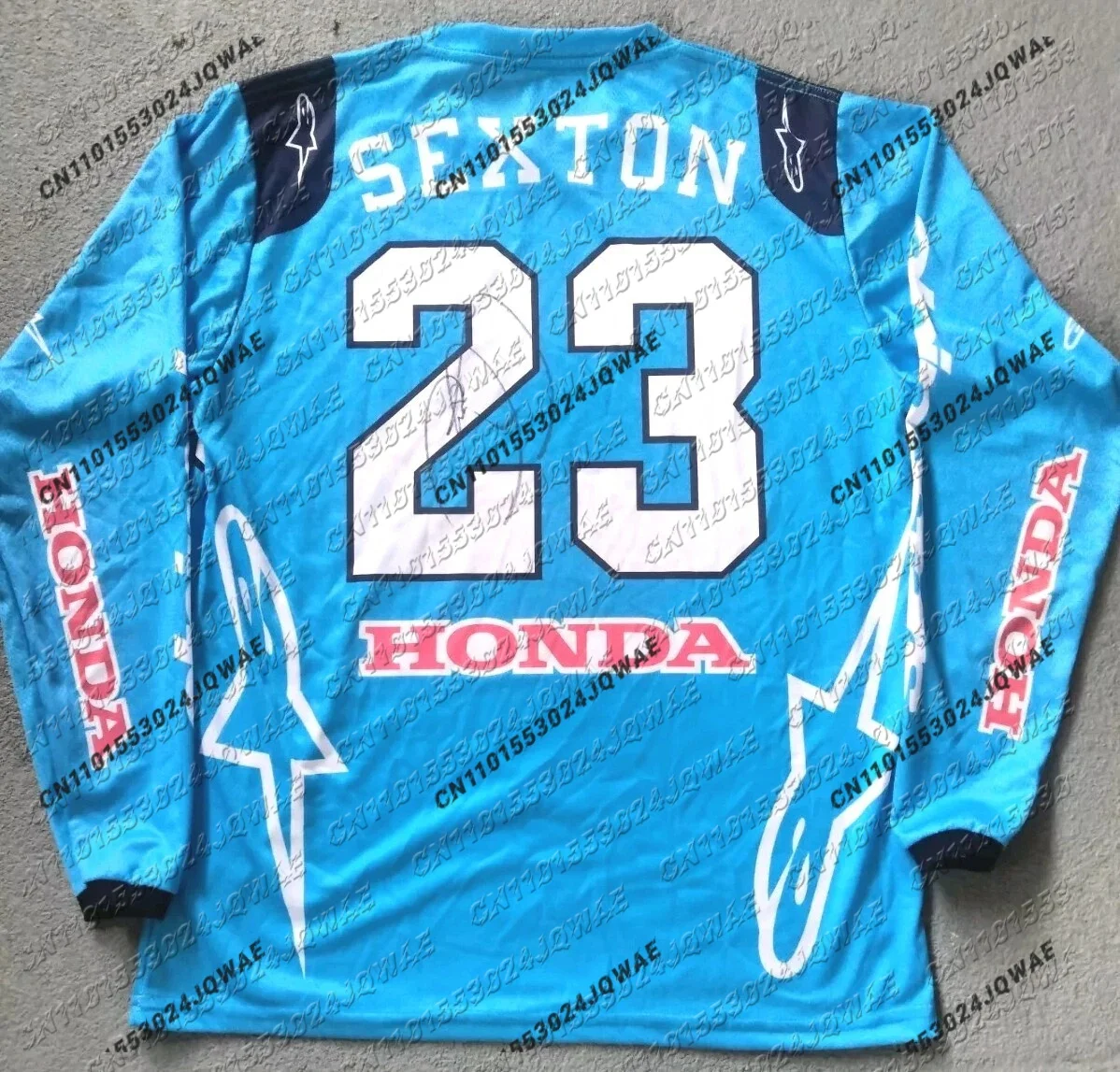 Chase Sexton # 23 Maillot réplique Honda signé - Psa - Bleu 2023 Supercross Champ Hommes Femmes Chemise de sport respirante à séchage rapide