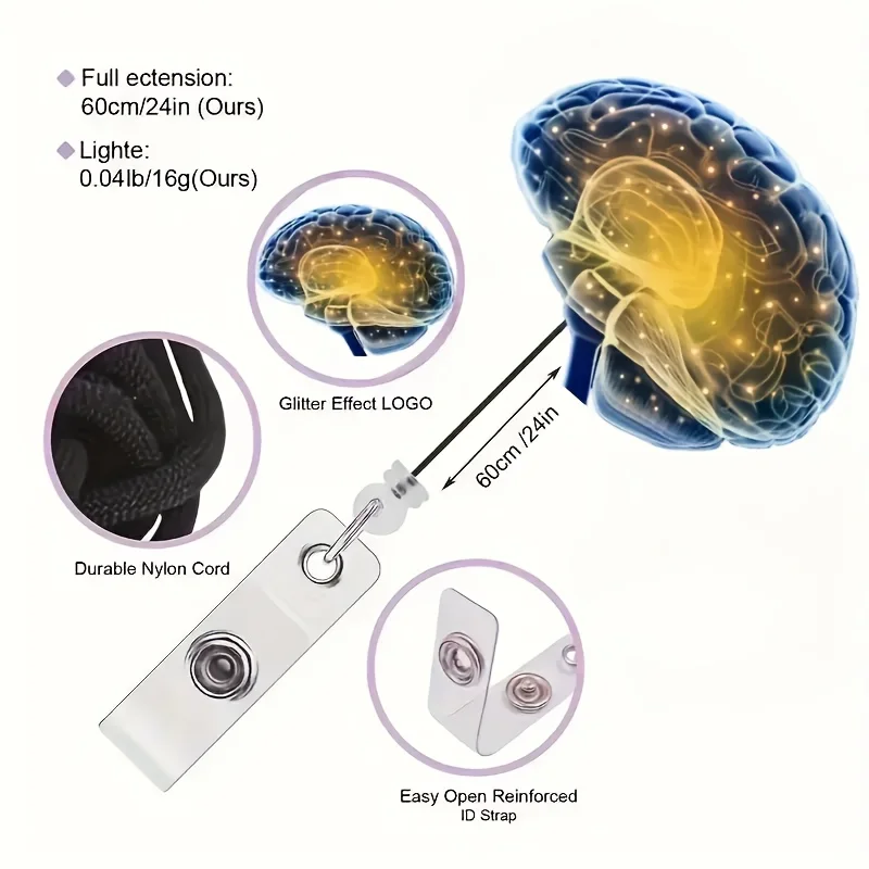 1 pièce de bobine de badge d'infirmière rétractable en acrylique 2D avec pince crocodile et rotation à 360 degrés, conception de personnage médical mignon, adaptée aux étudiants en soins infirmiers, Rns, Lpns, médecins – Porte-badge d'identification durable, facile à assembler