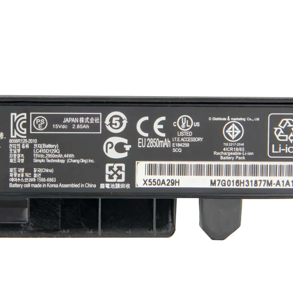 استبدال البطارية A41-X550A ل ASUS Y581c Y481c X450v X550v W40c A450VB A450VC A450VE A550C A450C بطاريات