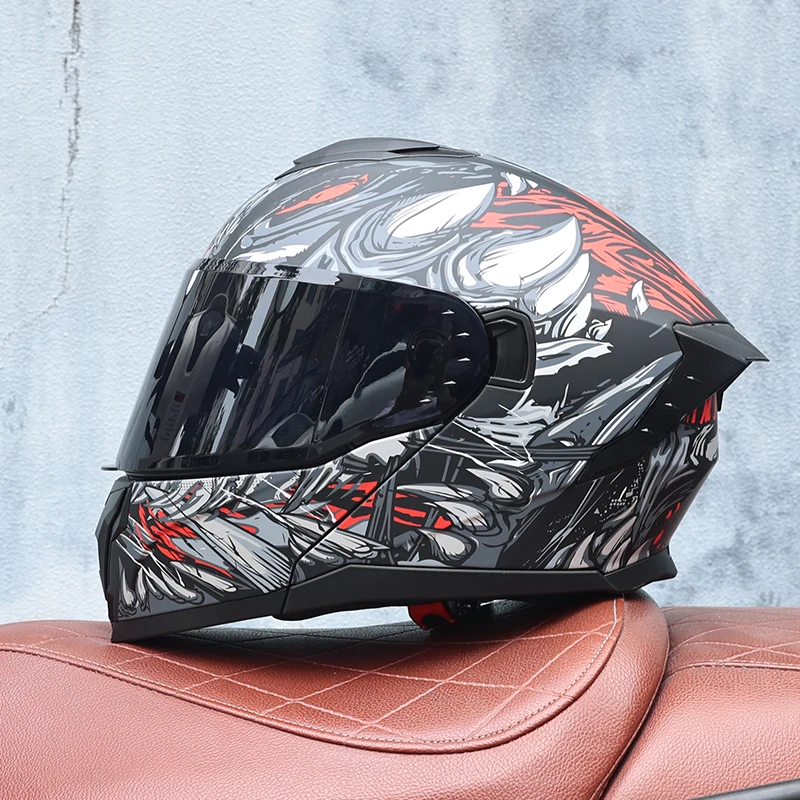 

Motorcycle helmet, men's and women's open face helmet, double mirror semi full coverage motorcycle electric motorcycle
