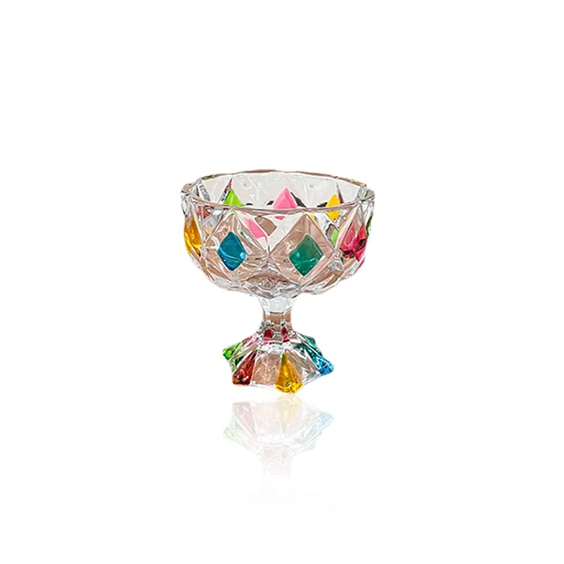

Sunknight Creative Glass High Footed Ice Cream Cup with Unique Design Dessert Cup Single Layer Non-Insulated Glass