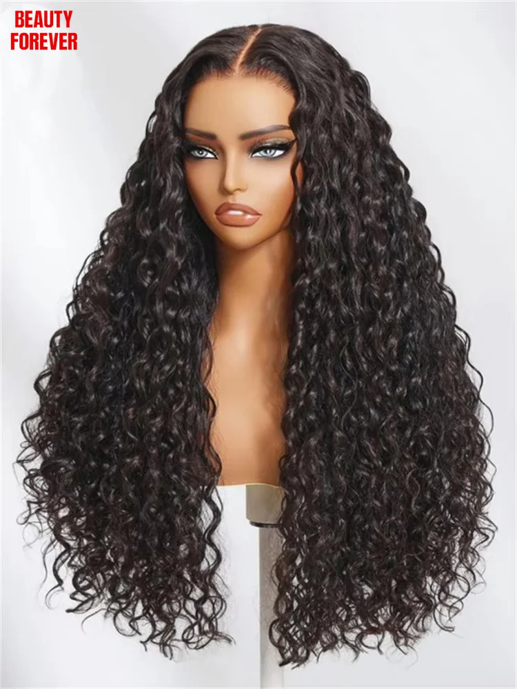 Beautyforever peruca de cabelo humano sem cola, onda de água, 7x5, pré-corte, renda frontal transparente, pronta para usar