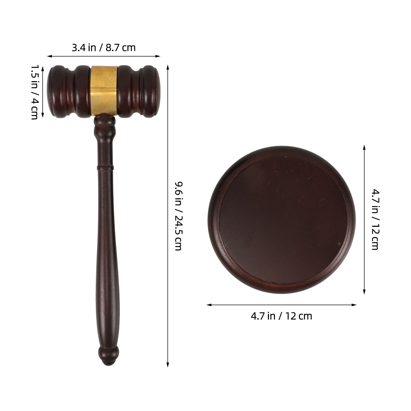 Wood Gavel Block Set Solid Wood Courtroom Gavel Hammer for Judge Lawyer Auction Hearing Meeting Room Judge Mallet