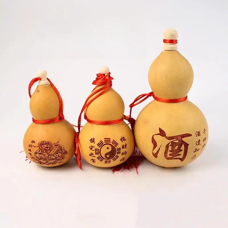 New Mini Wine Gourd Crafts Natural Art Collection Ornament Chinese Traditional Carving For Chinese New Year Hanging Toy Props