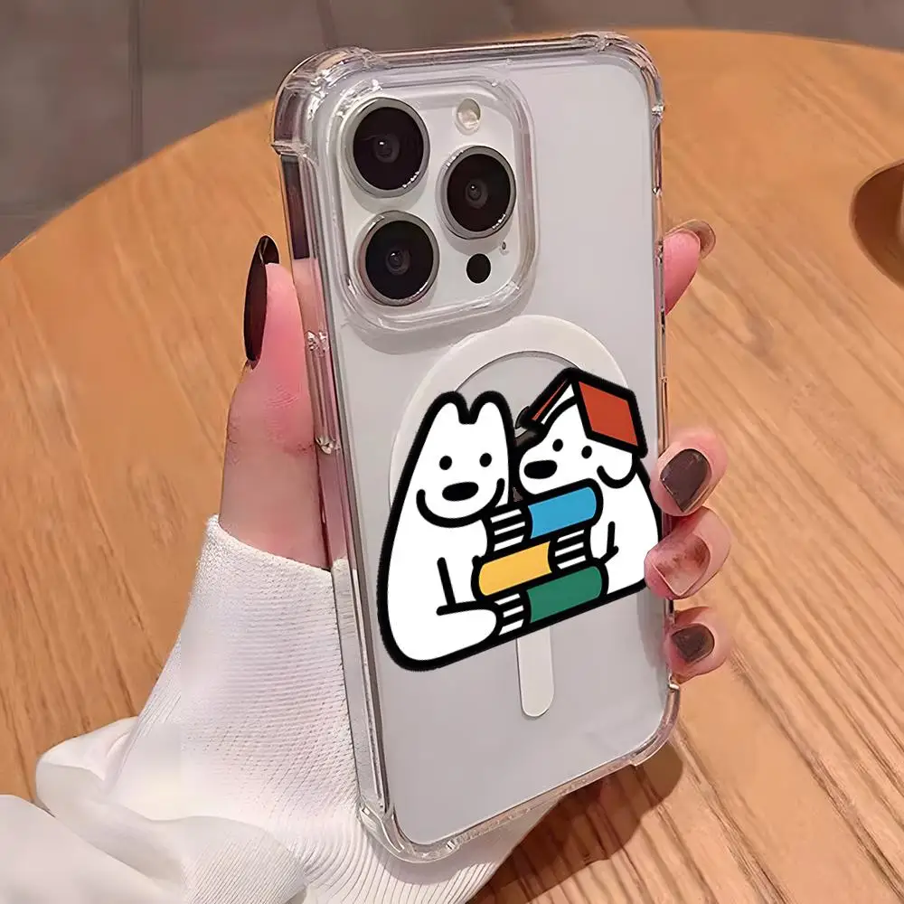 Matsui-funda de teléfono artística para cachorros, Magesafe, carga inalámbrica transparente magnética para iPhone 12, 13, 14, 15 16 Pro Max Plus