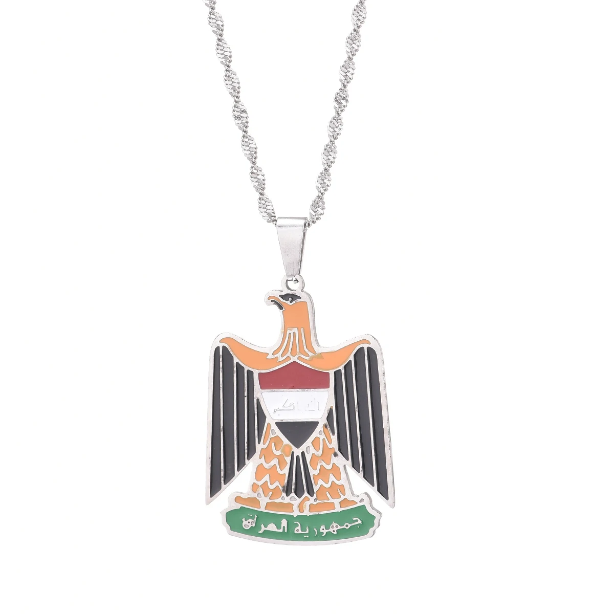 Stainless Steel Republic Of Iraq Pendant Necklaces Jewelry Charms Iraqi Chain Necklace