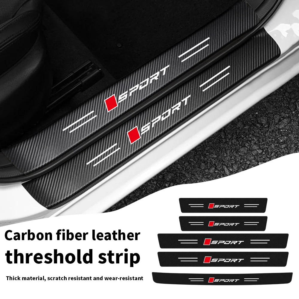 Single Square Red Sport Car Threshold Strip Creative Modification Cute Girl Car Door Pedal Anti-Scratch Protective Strip