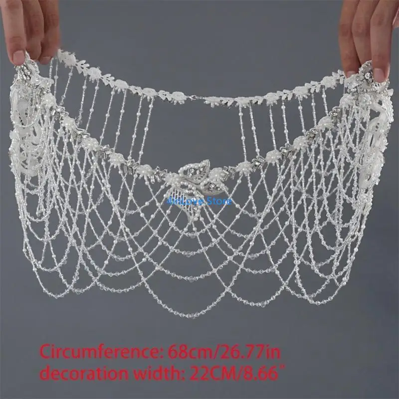 T4MD Pearl Body Body Body Body Netclace Crystal Cormer Chain Pib Cort