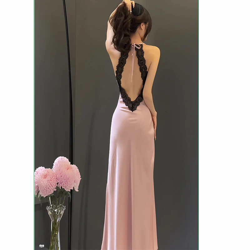 Sexy Women's Nighty&Robe Set Long Kimono Bathrobe Gown Spring Summer New Sleepwear Home Dress Satin Backless Nightgown Lingerie - Image 4