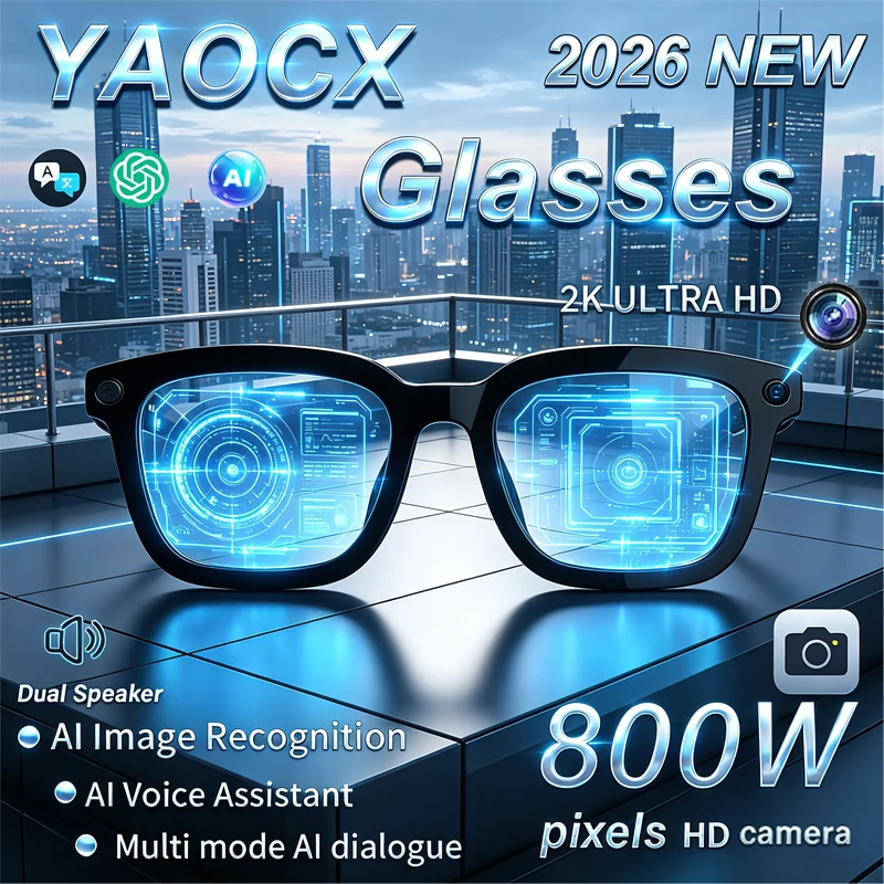 

Умные очки с камерой: Новинка! Голосовое управление, AI-ассистент, камера 2K HD, 800 МП, AI-голосовой чат, защита от дрожания, умные AI-очки