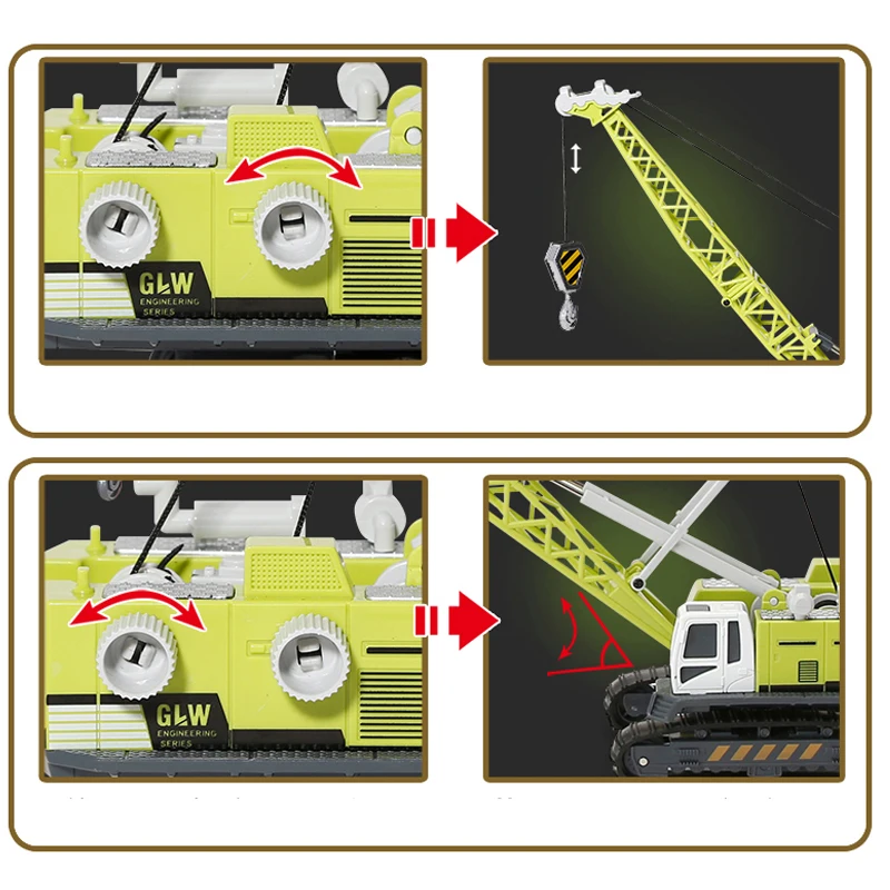 1:55 8 estilos verde claro Diecast simulación ingeniería vehículo excavadora volquete camión grúa aleación juguetes para niños