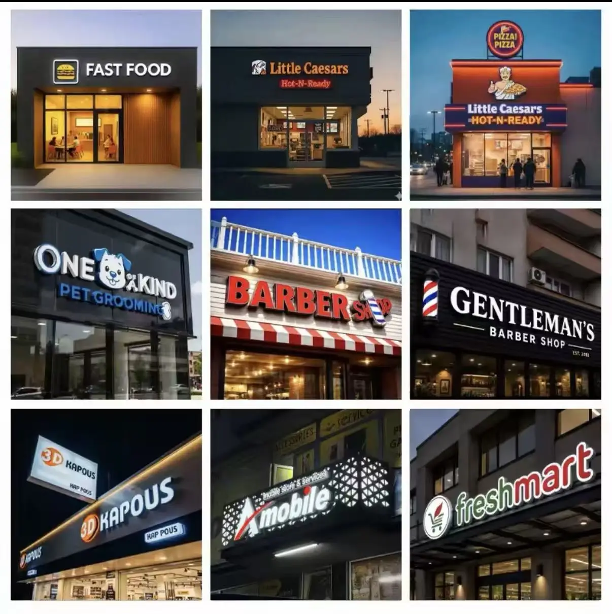 Custom LED Illuminated Letters 3D Metal Business Logo Sign For Barber Shop Hair Salon Commercial Storefront Signage Outdoor