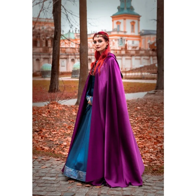 

loween Purple Hooded Stage Performance Costume Outerwear Cosplay Cowl Ne Robe Gown oulder Wrap Traditional Chinese Eth...