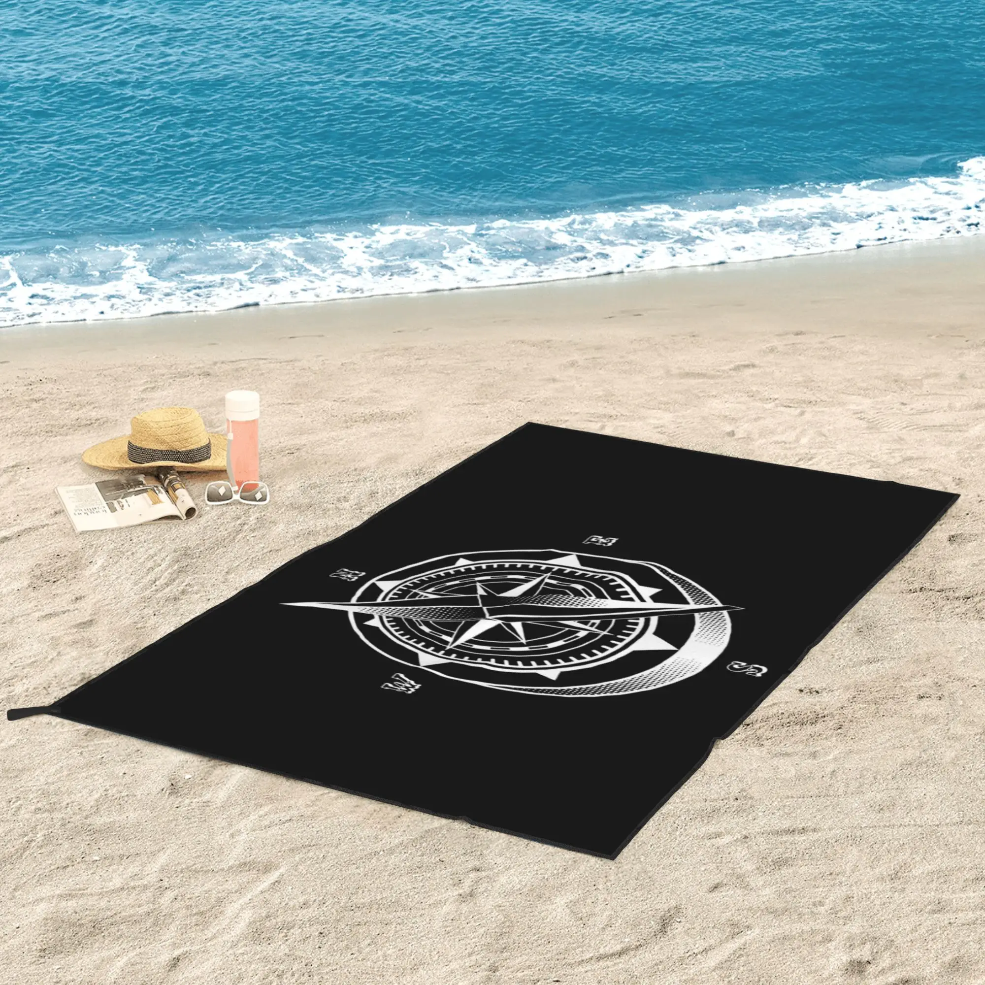 Nautical Compass Captain Anchor Boat Beach Towel Soft Microfiber Quick Dry Absorbent Quick Towels For Pool