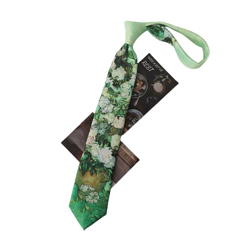 8CM New Fashion Oil Painting Neck Ties For Men Star Moon Retro Fun Wide Slim Necktie Accessories Daily Wear Wedding Party Gifts