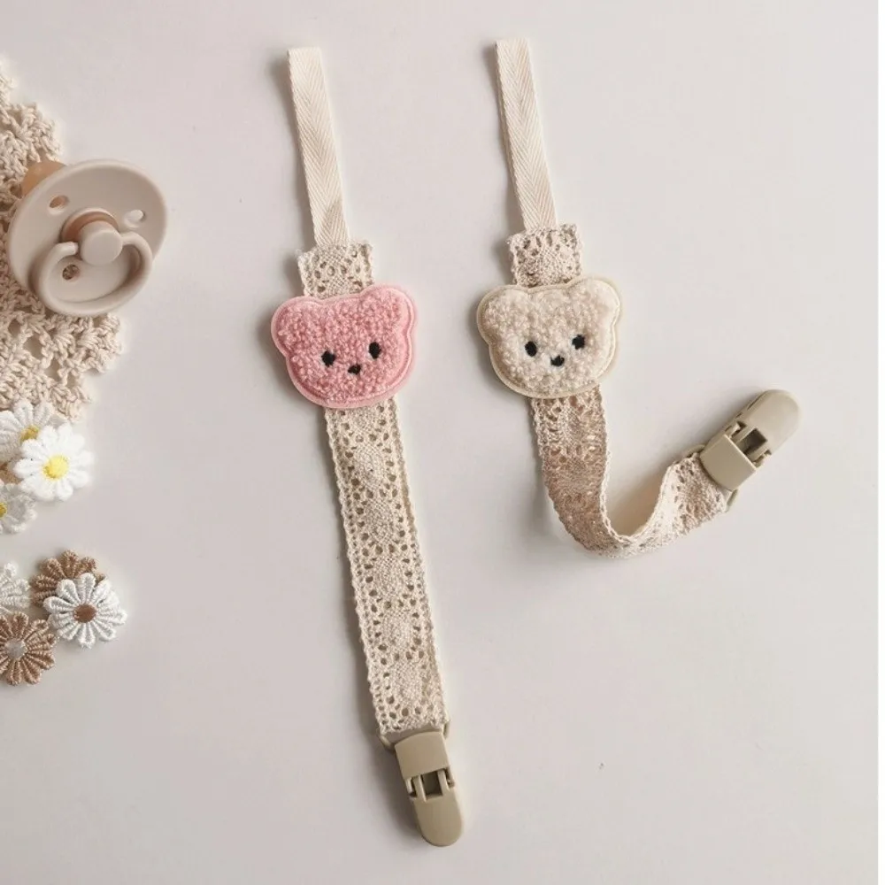 

Мультяшная милая цепочка-держатель для соски в виде медведя, пластиковая тканевая веревка, клипса для пустышки, портативный аксессуар