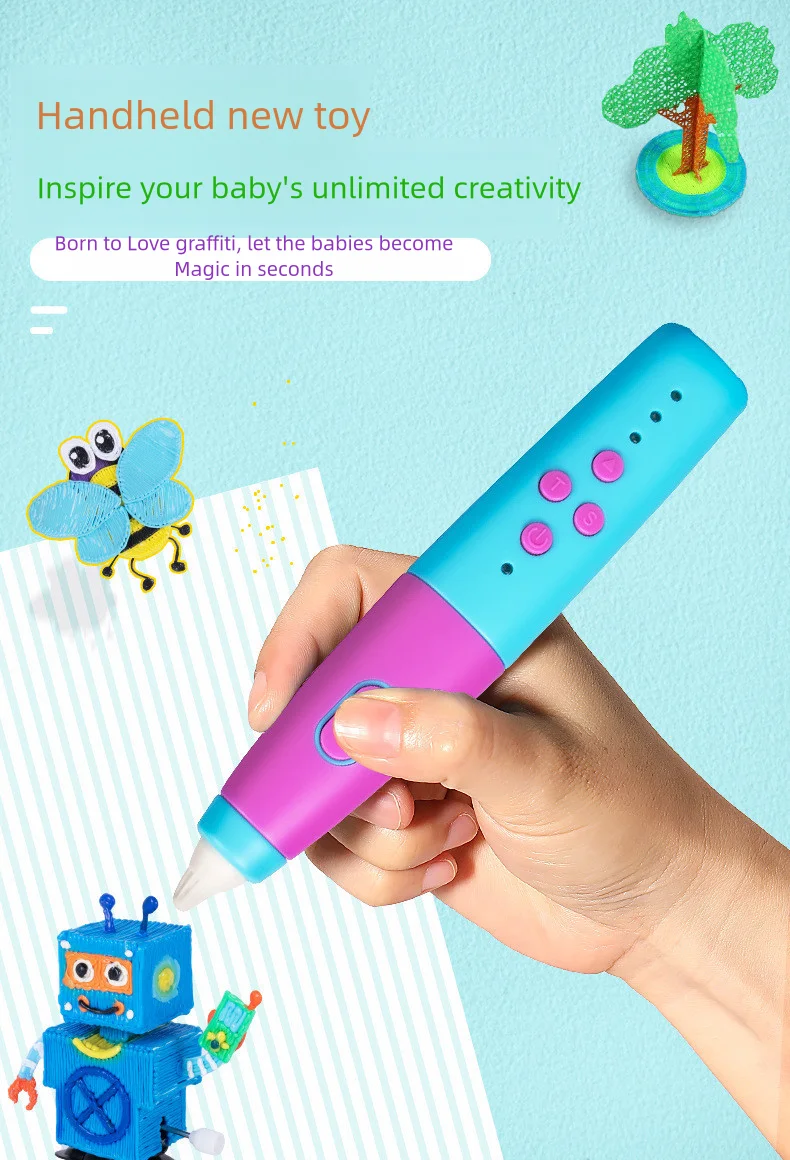 Low temperature functional 3D printing pen, graffiti painting pen, children's puzzle toy, school 3D pen