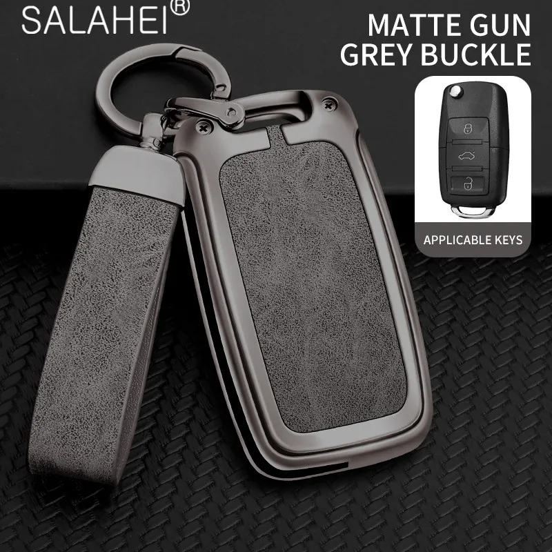 Zinc Alloy Leather Car Key Case Cover for Volkswagen VW Polo Golf Passat Tiguan Beetle Caddy T5 Up Skoda Octavia Seat Leon Altea