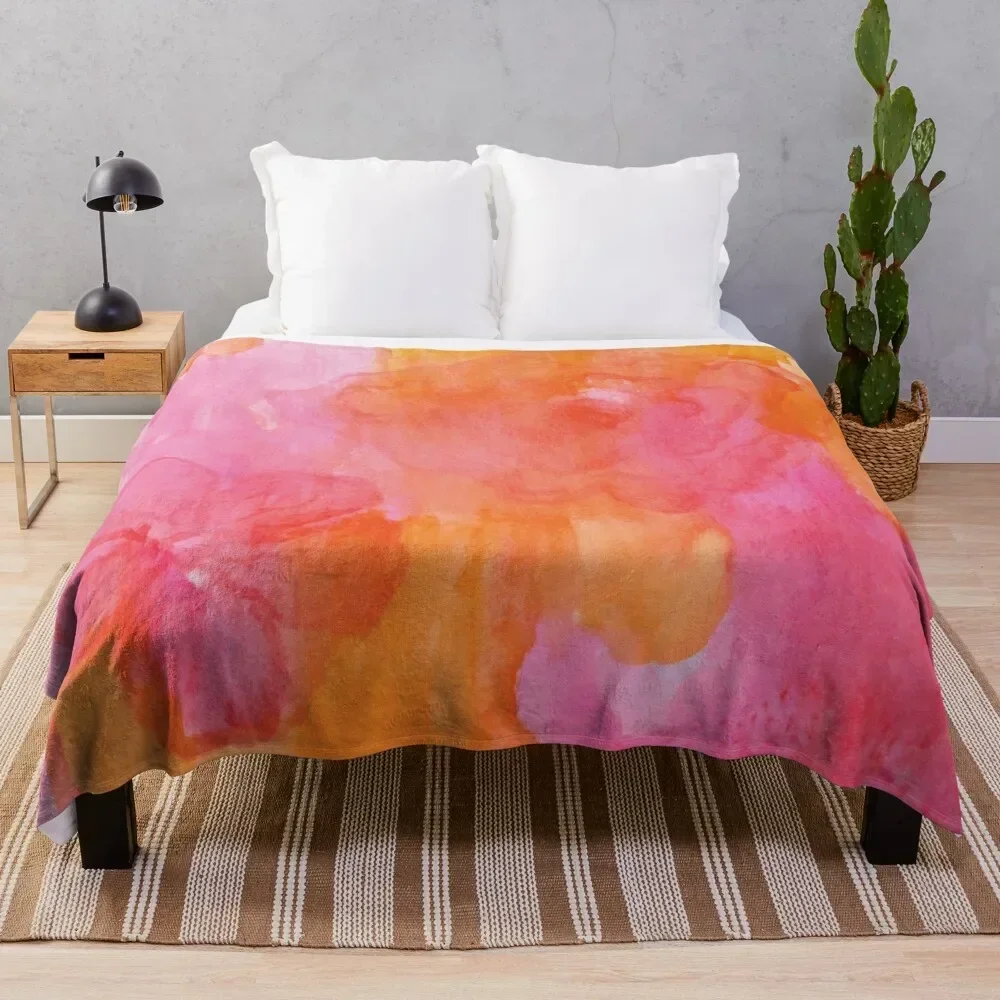 

Pink and Orange Art Throw Blanket Machine Washable Soft Warm Blanket