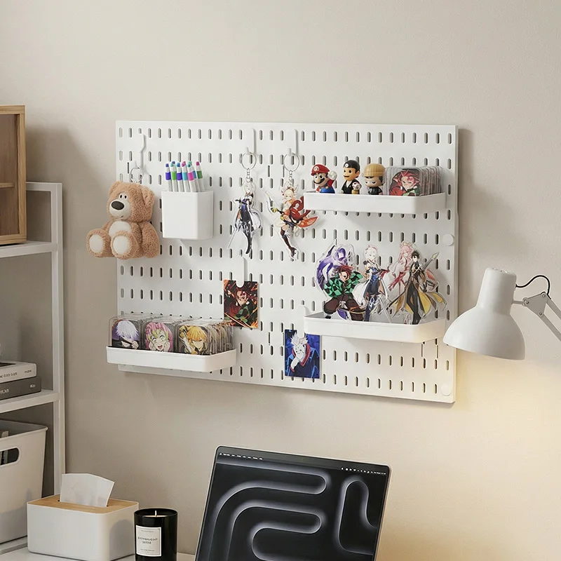 Studierzimmer-Pegboard mit Regalen, werkzeugfreies Wandgitter, kratzfest, einfach zu installieren für Computer-Schreibtischzubehör