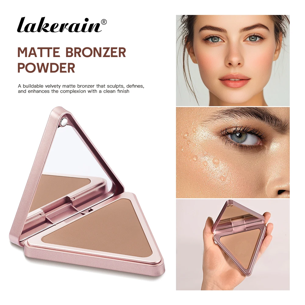 Lakerain-polvo bronceador mate, efecto de maquillaje de larga duración, resistente al agua, a prueba de sudor, Control de aceite, bronceador, Maquillaje facial