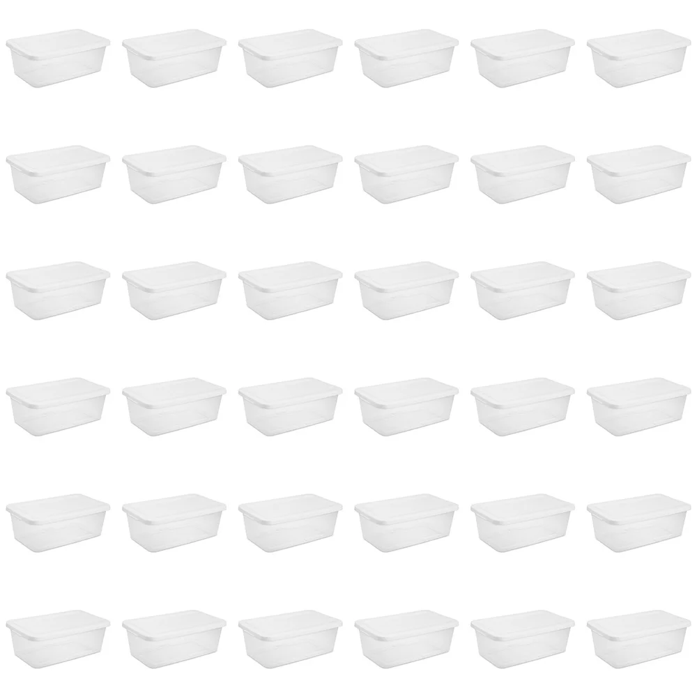 

Clear Plastic Storage Bin 6 Quart Stackable Container with Snap-On Lid Set of 36 Perfect Organizing Home Office Garage