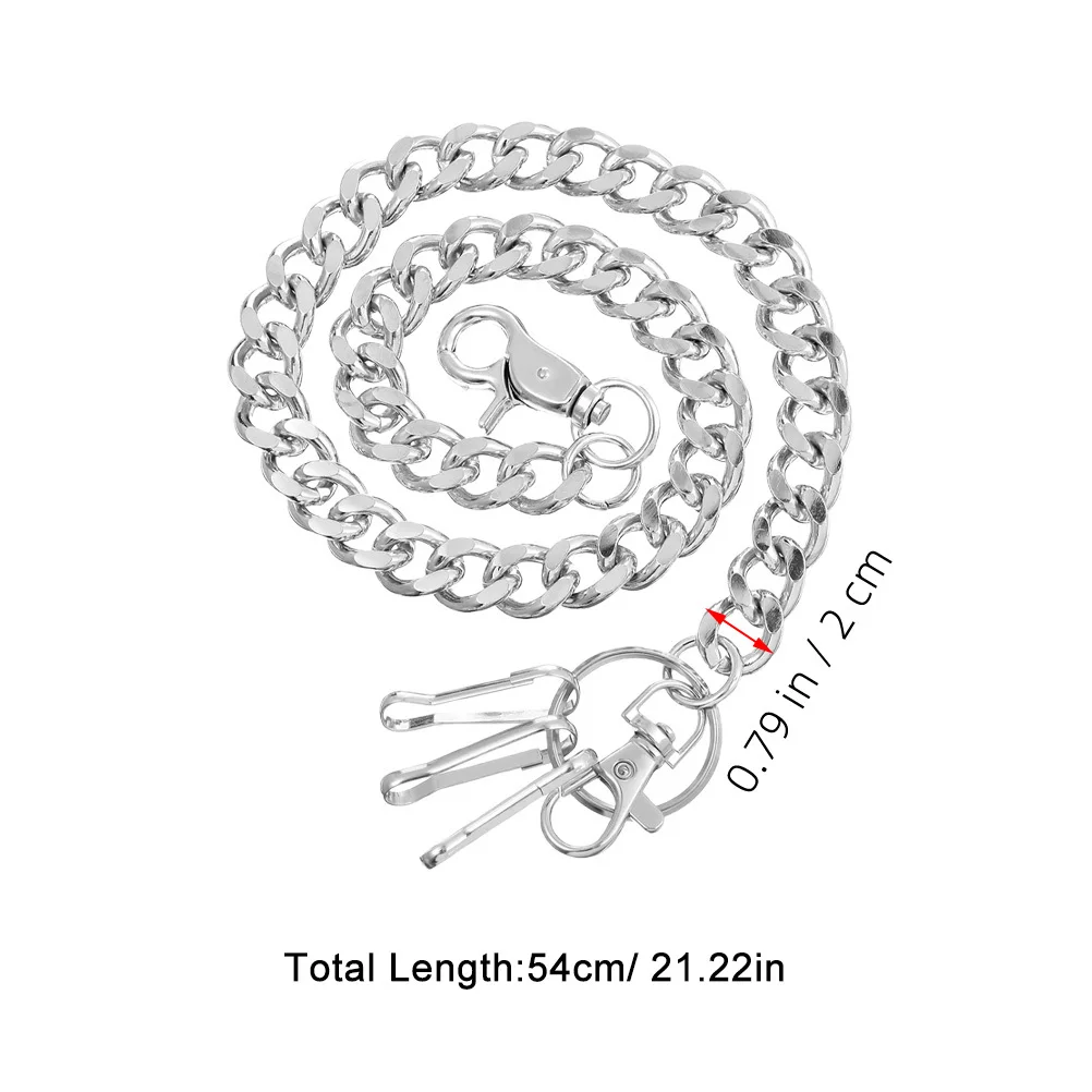 2Pcs Metal Pants Chain Multipurpose Hip Hop Accessories for Men Women Jeans Trousers Secure Wallet Chain Pants Necklace