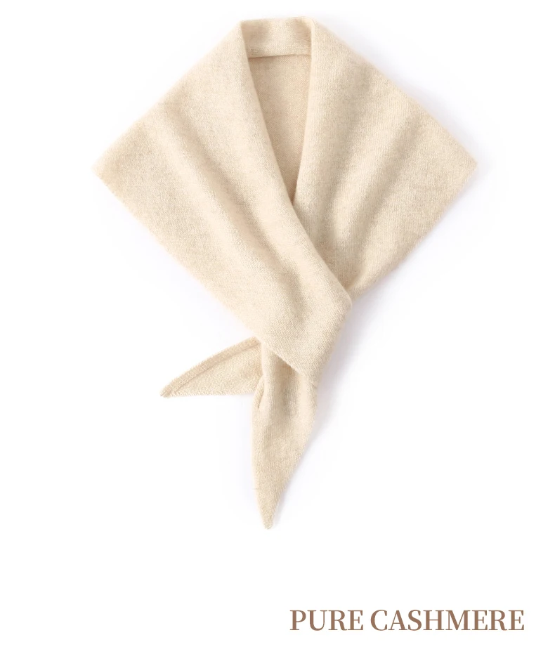 Damen 100% Baby-Kaschmir Dreieckiger Mini-Schal Kleiner Nackenwärmer Herbst Winter Cowl Pashmina Weicher Leichter Gestrickter Halstuch – Detail 18