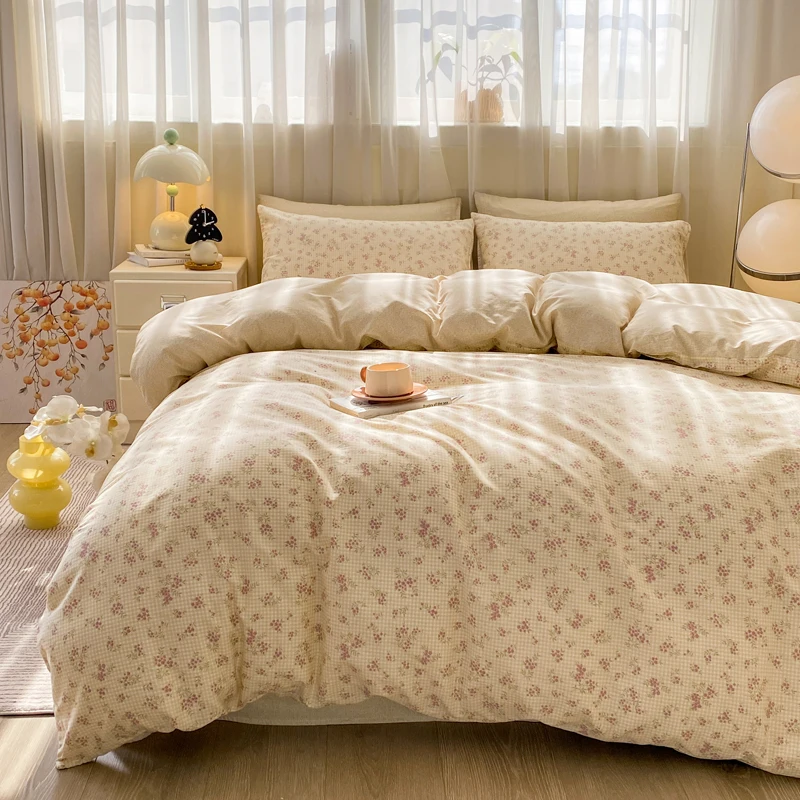 

100%Cotton Bedding Set Flower Printed Bed Set for Home Single/Queen/King Size Bed Sheet Sets постельное белье