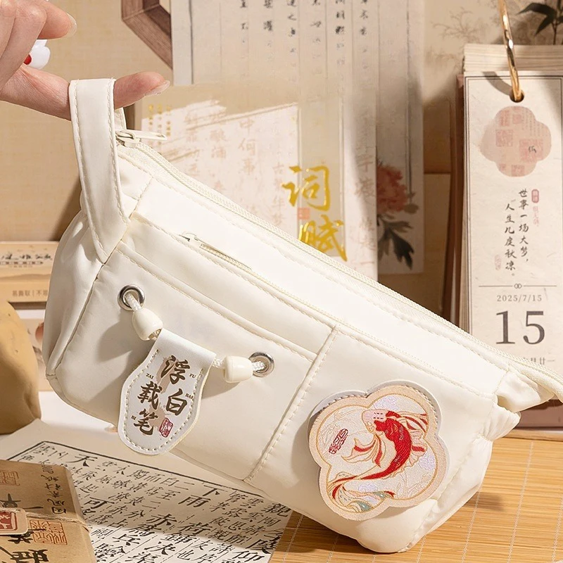 Chinese Style Pencil Storage Bag Cartoon Pen Case Fashion Pen Bag Multifunctional Large Capacity Student Stationery Pouch Gifts