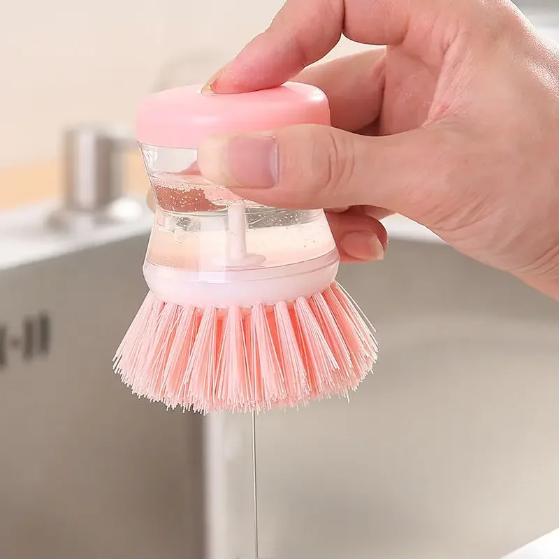 Kitchen Wash Pot Dish Brush Liquid Soap Dispenser Handheld Cleaning Brushes Scrubber Household Cleaning Accessories Tool