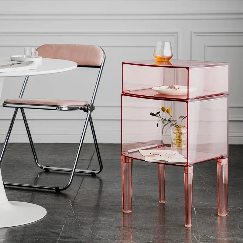 Transparent sofa side cabinet, acrylic side cabinet, simple multi-layer storage cabinet