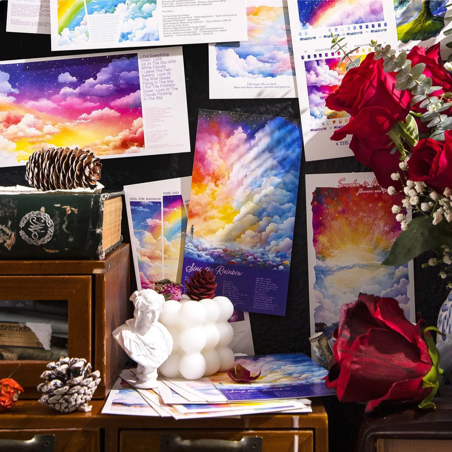 20pcs/ Memo Pads Material Paper  Fantasia  Junk Journal Scrapbooking Cards Retro Background Decoration Paper