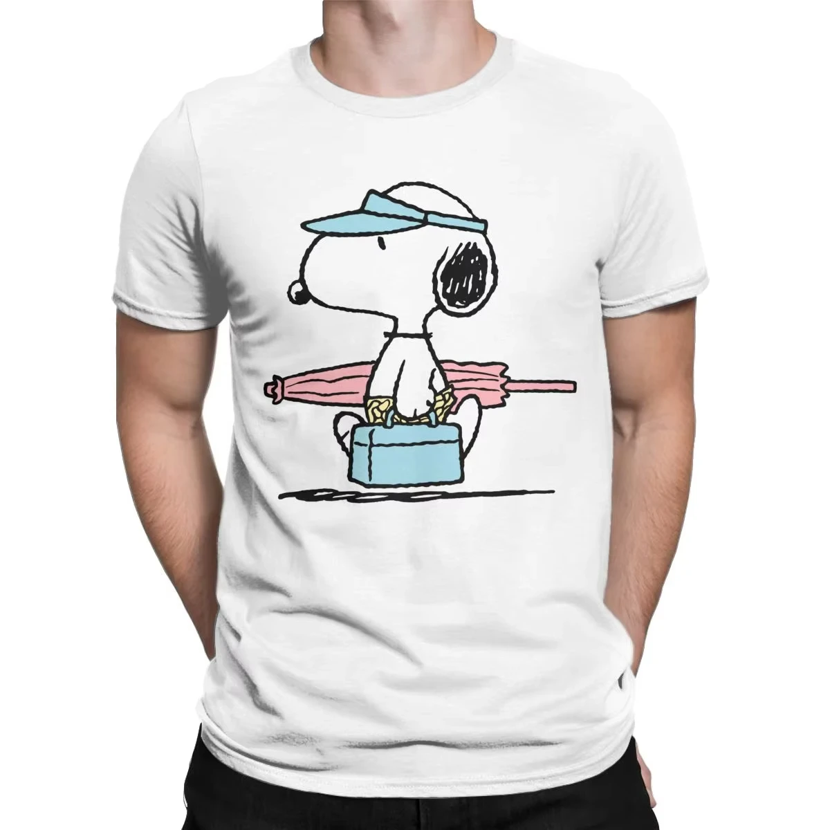 

Snoopy T Shirts Men's Pure Cotton Cool T-Shirt Round Collar Cartoon Tee Shirt Short Sleeve Clothes Gift Idea