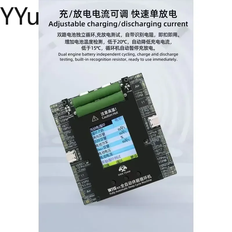 Custom for OSS TEAM W11S Battery Cycle Repair Tester Support iPhone 11 12 13 14 15 16 17 Pro Max No Pop Up Error Cable Read