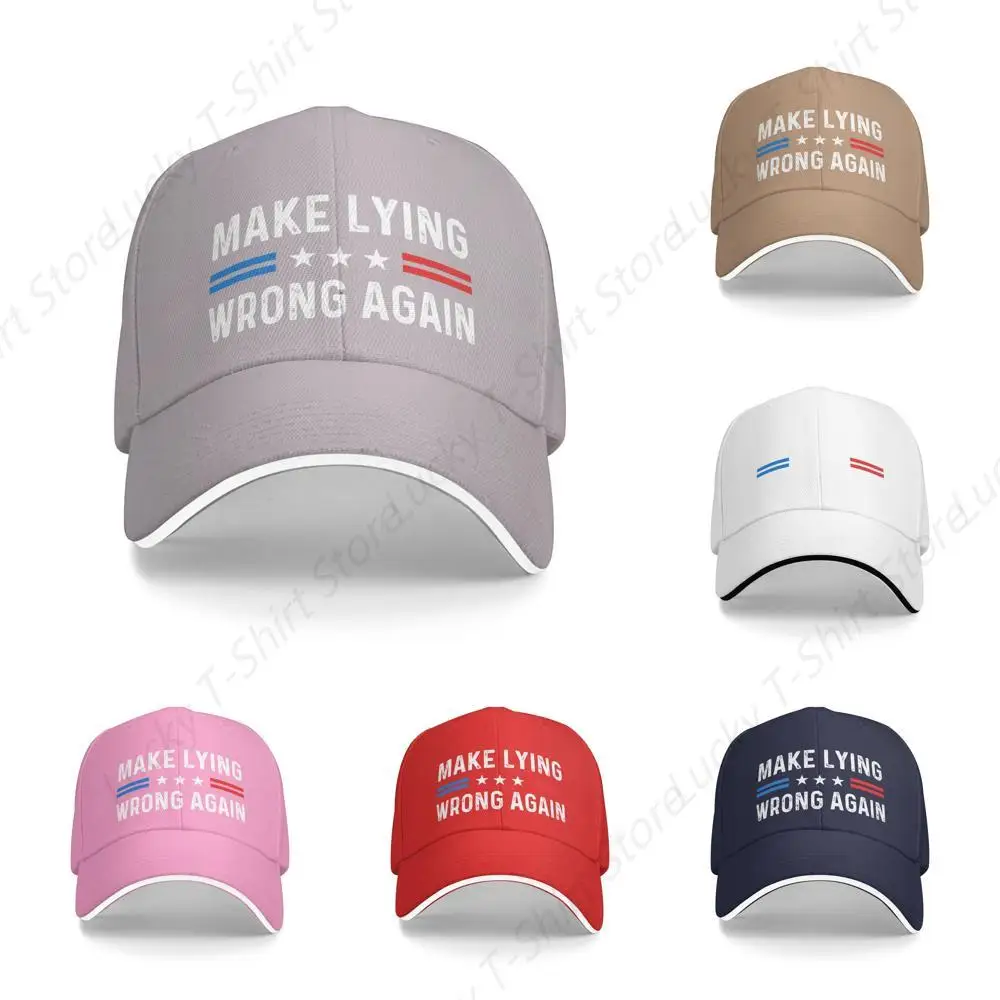 Make Lying Wrong Again Casquette Adjustable Trucker Hat Funny Baseball Cap for Men Women Unisex Headwear for Casual GYM Travel